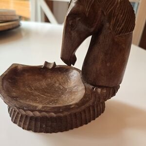 Handcrafted Brown Wooden Horse Sculpture